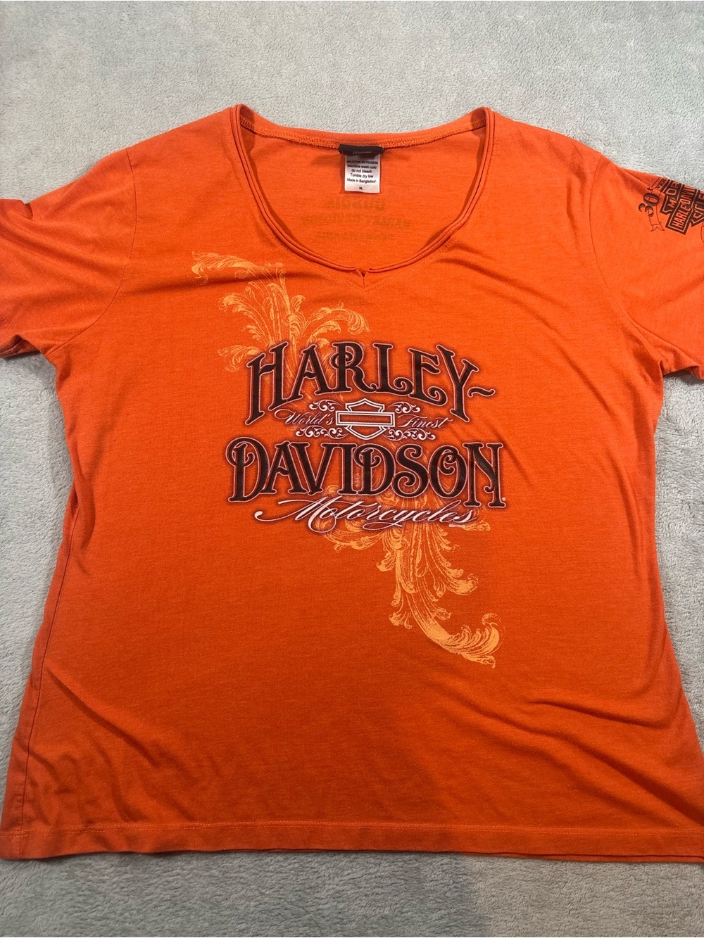 Harley-Davidson Women's Orange Scoop Neck Graphic Tee - XL (Dubois, PA)
